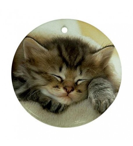 Kitten Ornament round porcelain Christmas