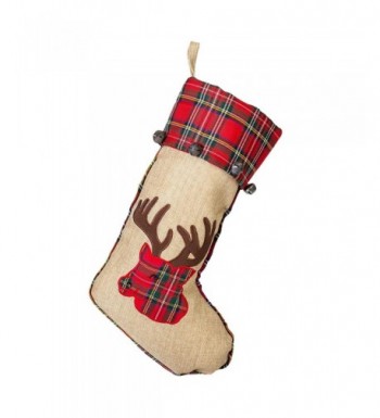 Burlap Reindeer Applique Christmas Stocking