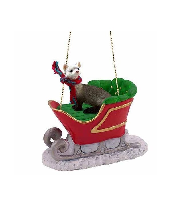 Ferret Sleigh Ride Christmas Ornament