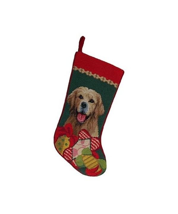 Golden Retriever Needlepoint Christmas Stocking