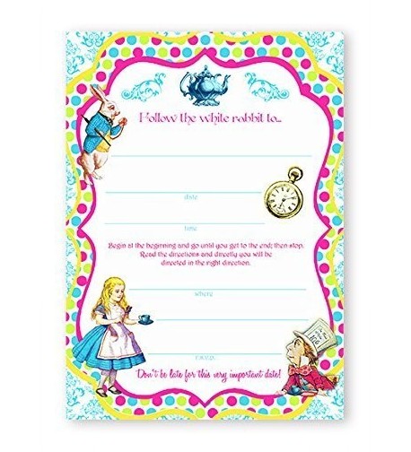 Alice Wonderland Brights LARGE Invitations