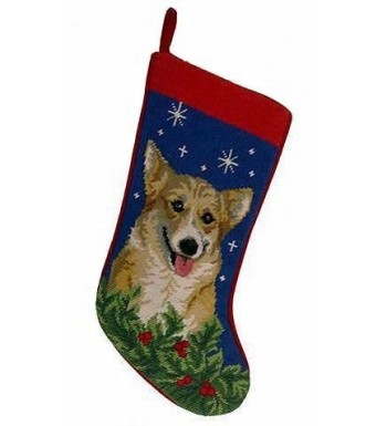 Corgi Christmas Stocking Hand Stiched Needlpoint