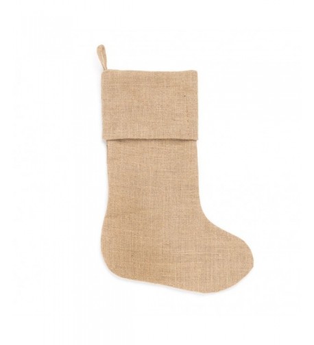 Brown Burlap Hanging Christmas Stocking