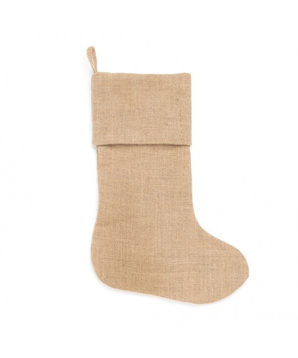 Brown Burlap Hanging Christmas Stocking