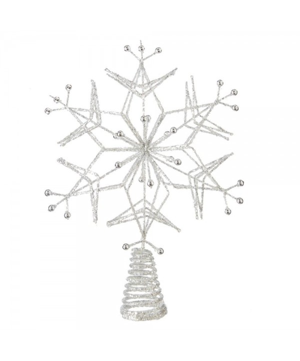 Glittered Silver Snowflake Treetop Decoration Glittered Silver Snowflake Treetop Decoration