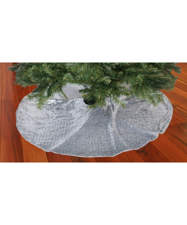 ShinyBeauty Silver Christmas Tree Skirt 21Inch Skirt