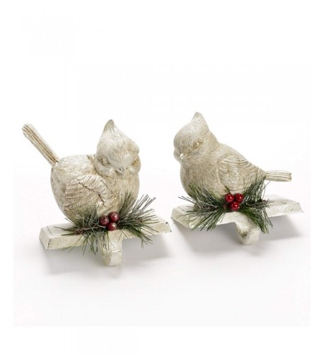 Cardinal Birds White Stocking Holder