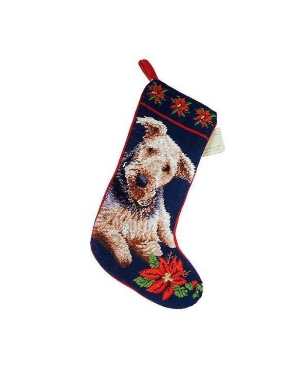 Airedale Dog Needlepoint Christmas Stocking