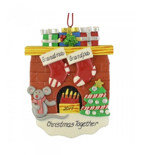 Fireplace Stockings Personalize Christmas Ornament