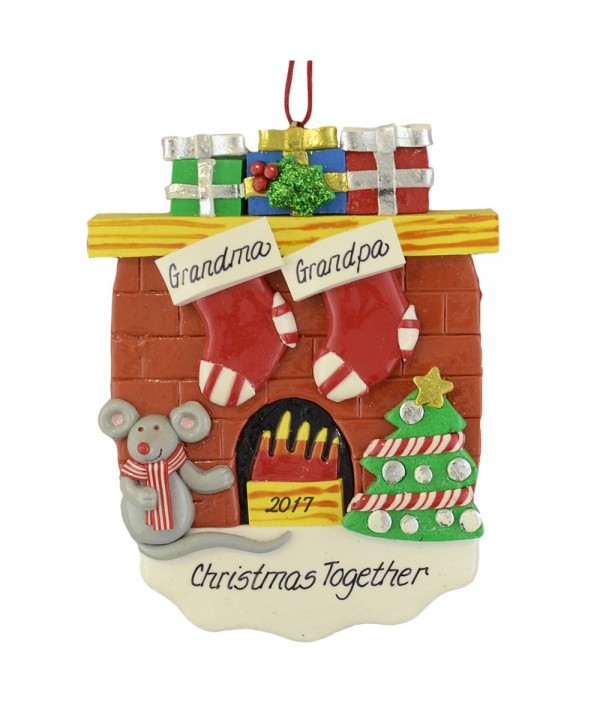 Fireplace Stockings Personalize Christmas Ornament