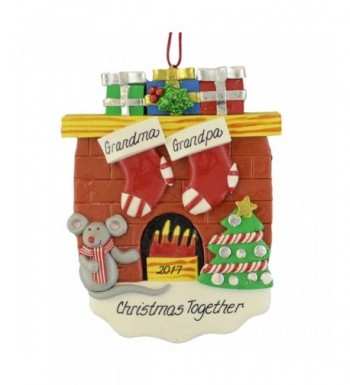 Fireplace Stockings Personalize Christmas Ornament