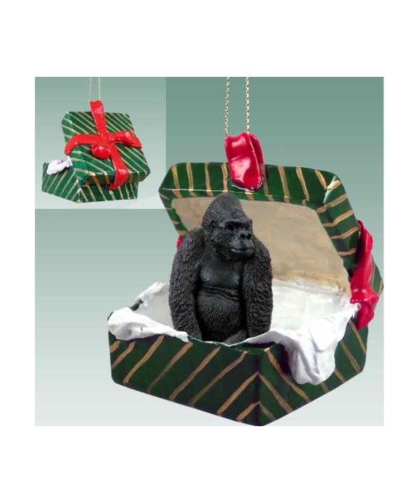Gorilla Gift Box Christmas Ornament