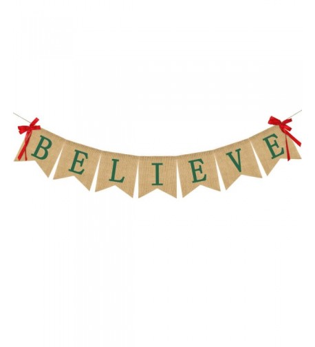 Believe Burlap Banner Christmas Decoration