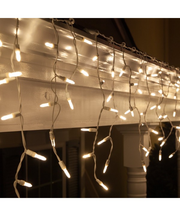 White Icicle Lights Wire Outdoor Christmas