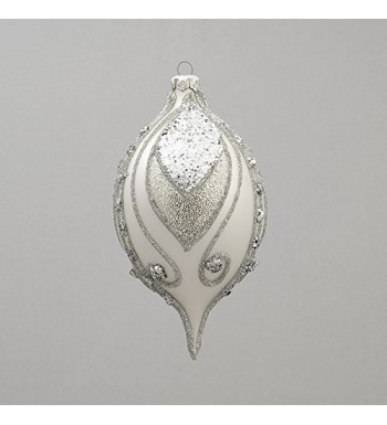 Silver tear drop Christmas ornament