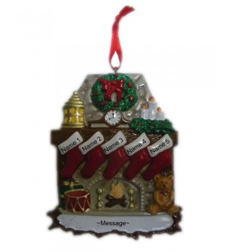 Fireplace Stockings Family 5 Ornament