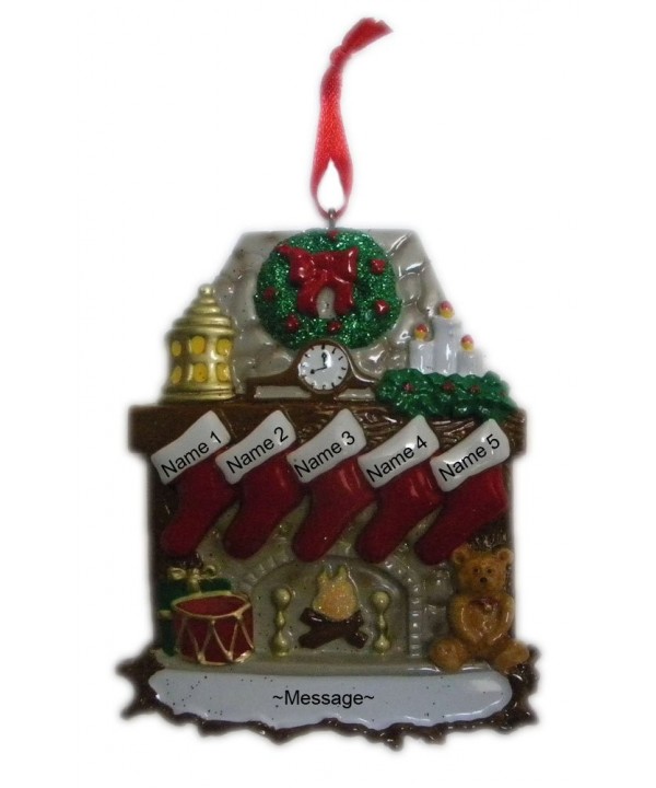 Fireplace Stockings Family 5 Ornament