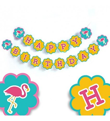 Flamingo Birthday Banner Decorations Tropical