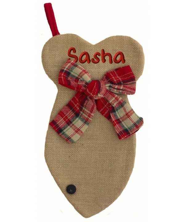 Burlap Shaped Stocking Custom Embroidered