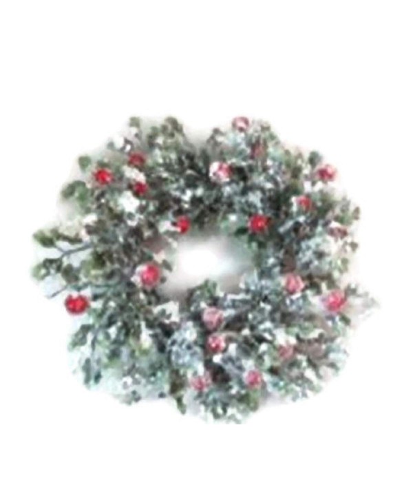 Wreath Candle Glittered Leaves Berries