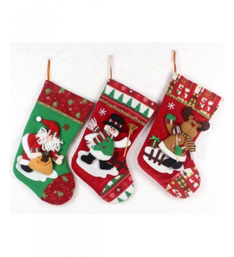 Applique Christmas Stockings Detailed Embroidered
