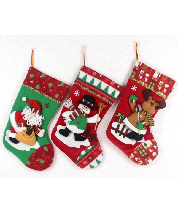 Applique Christmas Stockings Detailed Embroidered