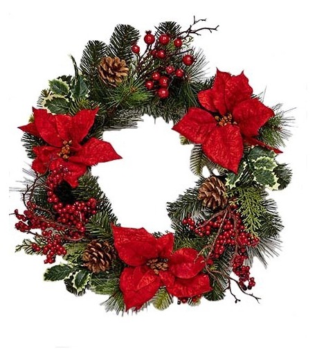 Worth Imports Spruce Poinsettia Wreath