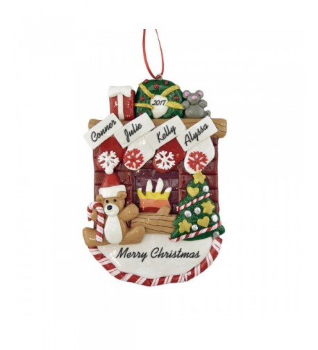 Fireplace Stockings Personalize Christmas Ornament