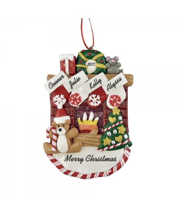 Fireplace Stockings Personalize Christmas Ornament