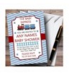 Blue Stripy Train Invitations Shower