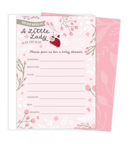 Invitations Envelopes Ladybug Flowers Butterflies