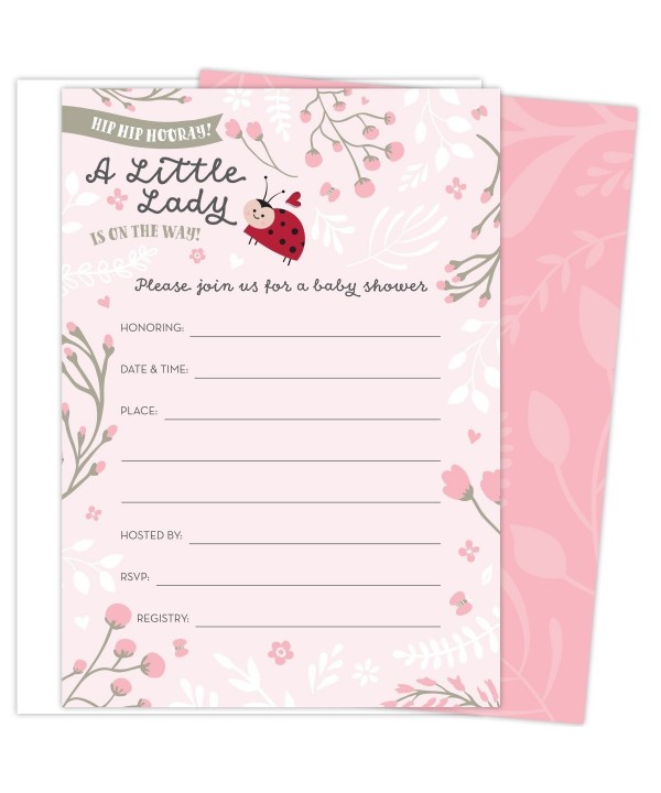 Invitations Envelopes Ladybug Flowers Butterflies