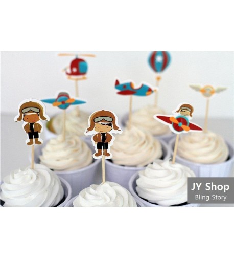 Airplane Cupcake Toppers Decorations Birthday