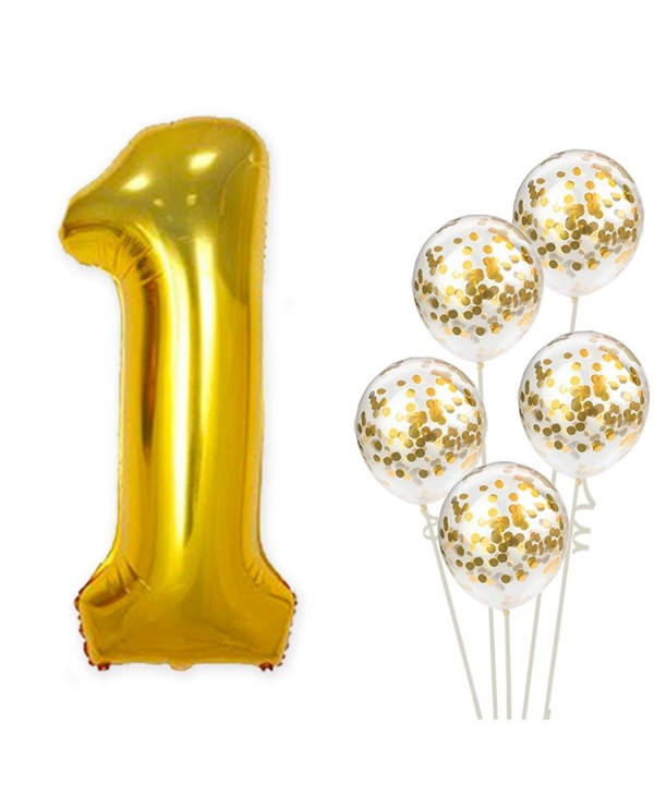 Large Number Gold Confetti Balloon