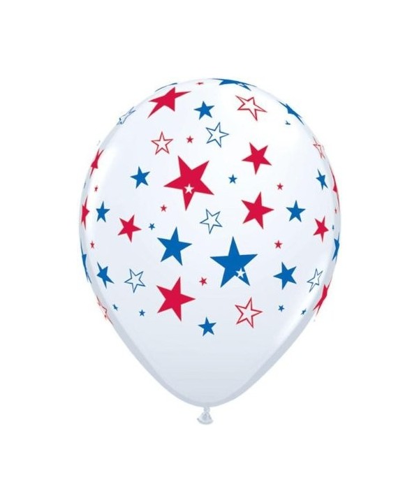 Patriotic White Stars Latex Balloons