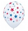 Patriotic White Stars Latex Balloons