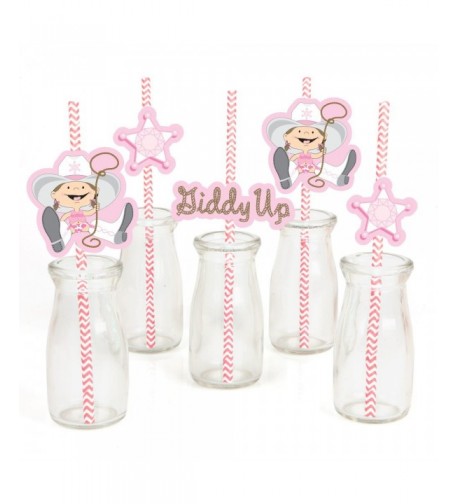 Little Cowgirl Paper Straw Decor