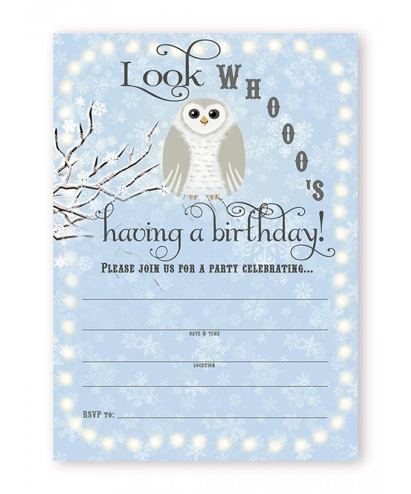 Snowy Owl Birthday Party Invitations