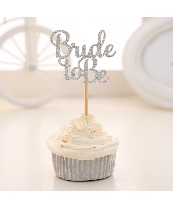 Silver Glitter Cupcake Toppers Wedding