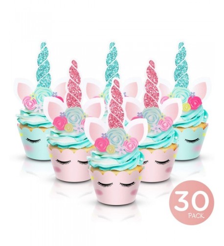 Unicorn Cupcake Toppers Wrappers Double Sided