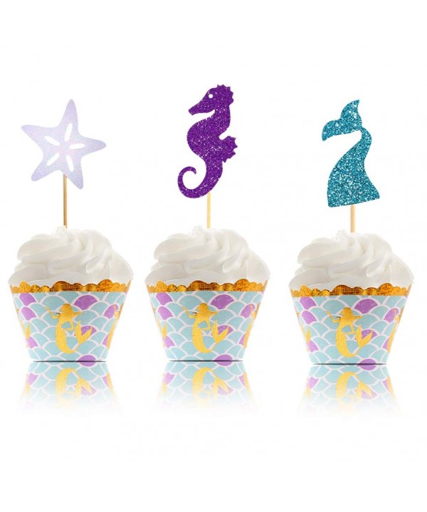 Mermaid Cupcake Toppers Wrappers Supplies