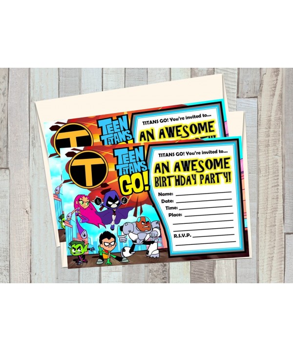 TITANS Birthday Invitations matching envelopes