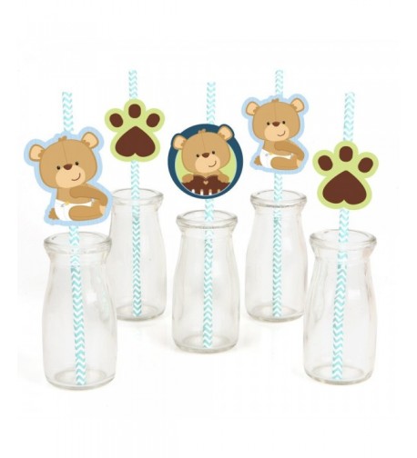 Baby Teddy Paper Straw Decor