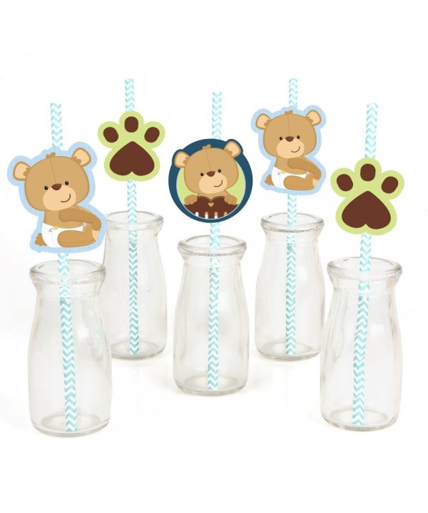 Baby Teddy Paper Straw Decor