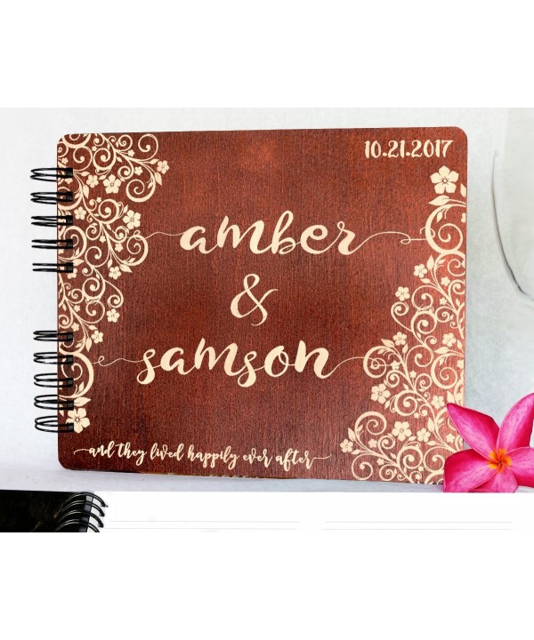 Personalized Anniversary Guestbook Newlyweds Mahogany