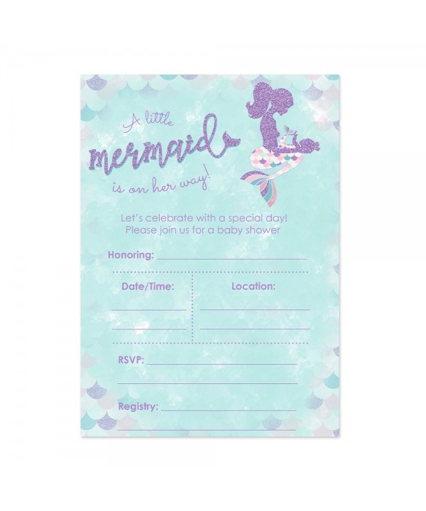 Mermaid Shower Invitations Purple Accents